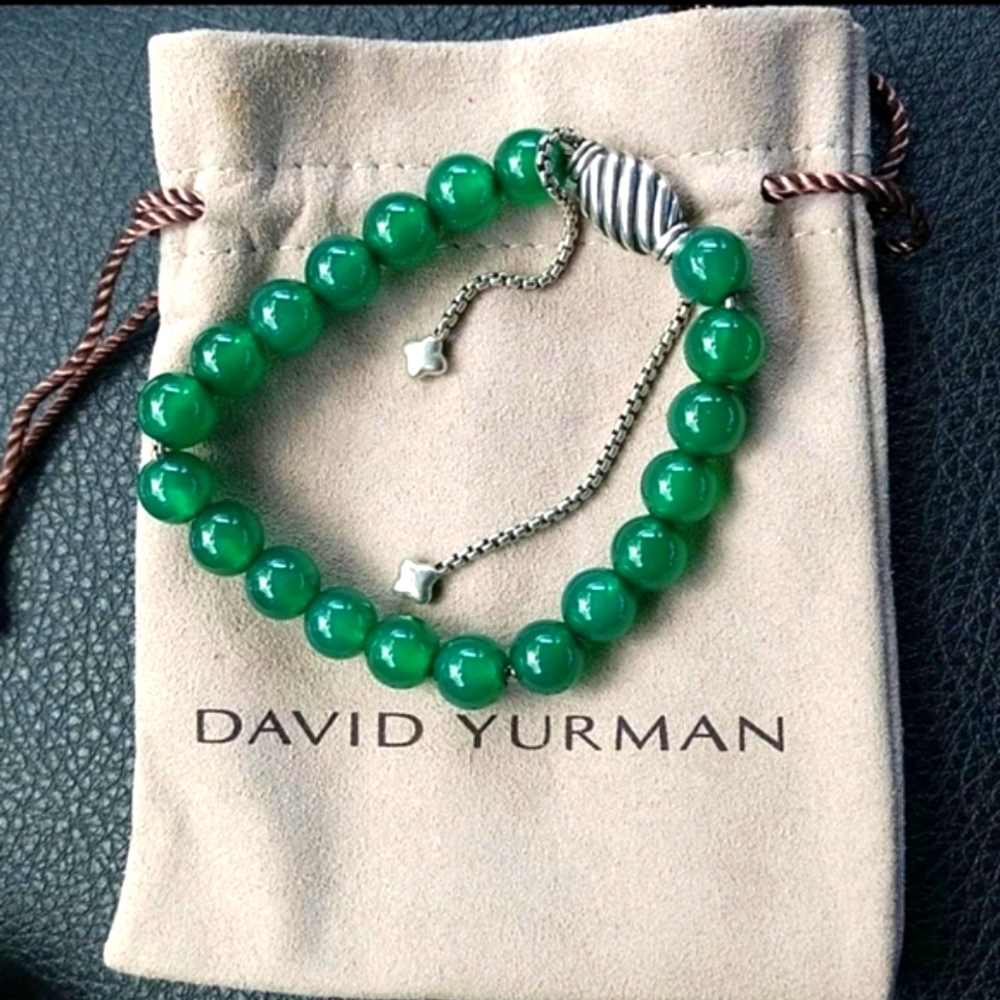 💚Authentic David Yurman Spiritual Bead Adjustable Bracelet Green Onyx. NWOT💚